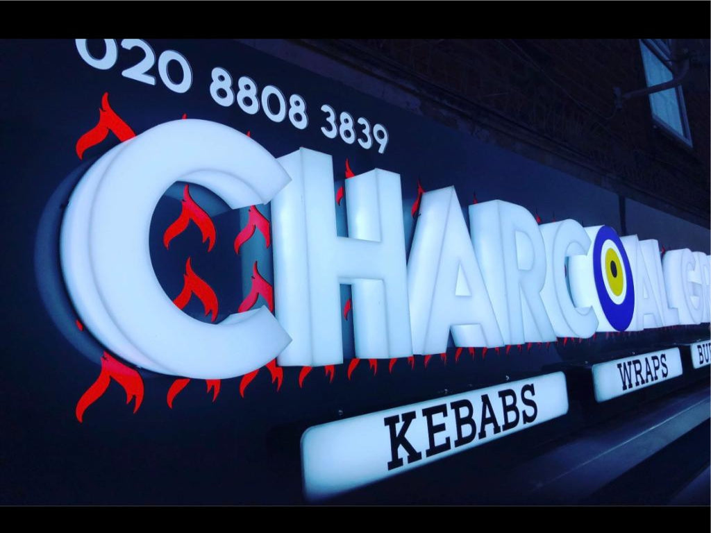 Built up perspex letters for kebab shop in London kalay creative