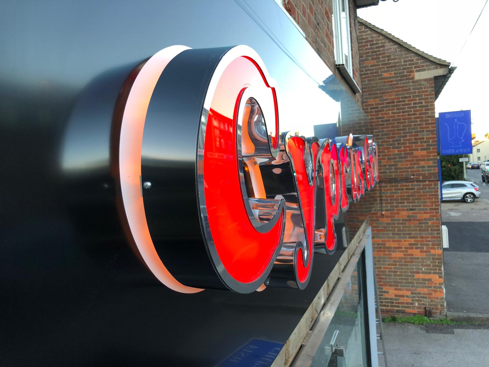 Built up stainless steel letters for restuarant in london kalay creative