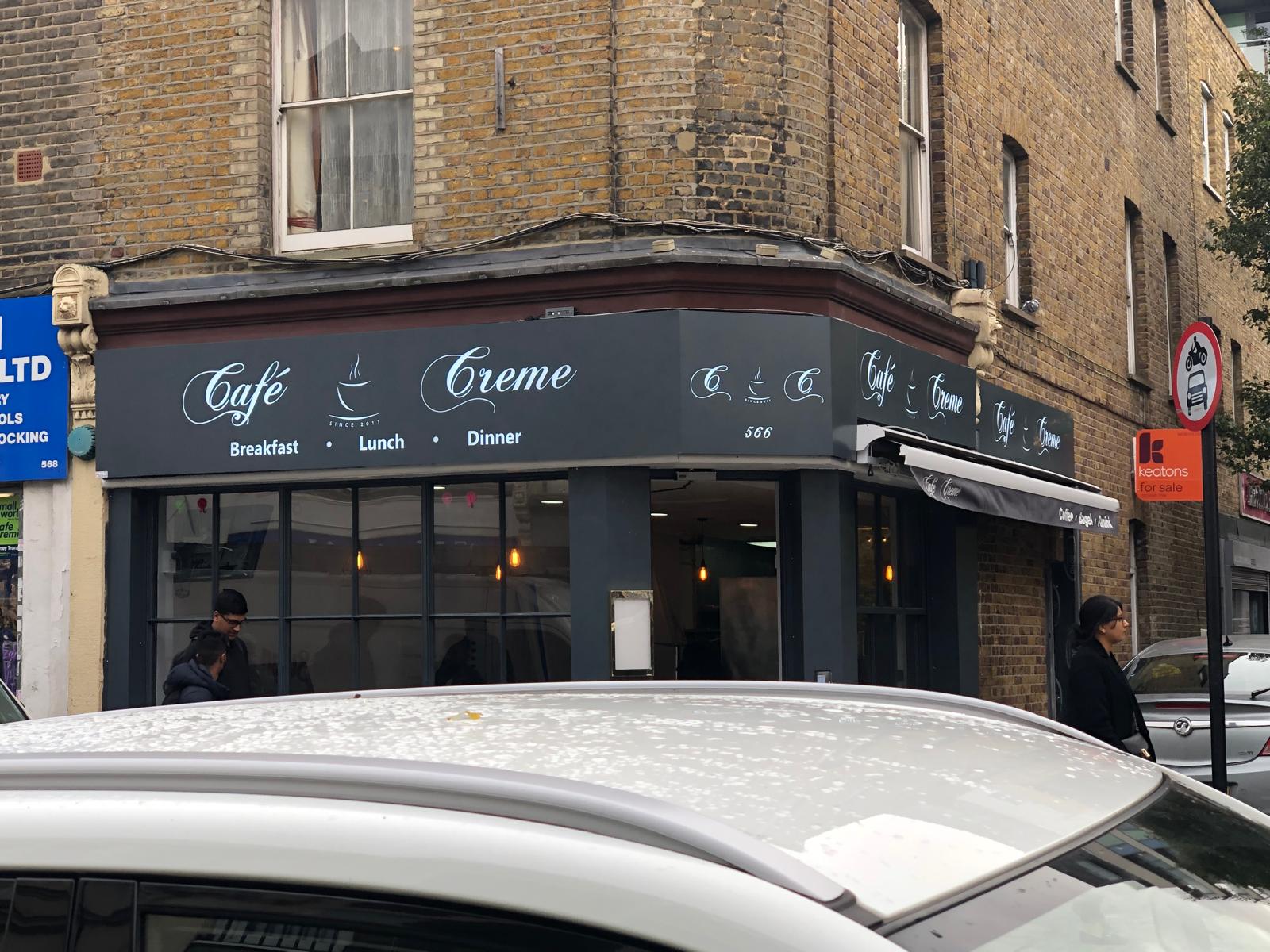 Cafe fascia sign for cafe in London Kalay creative